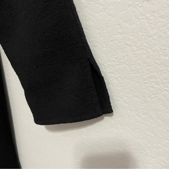 St. John Coatigan 100% Wool Black Knit Cardigan Jacket Long Line Womens 10 - Picture 9 of 13